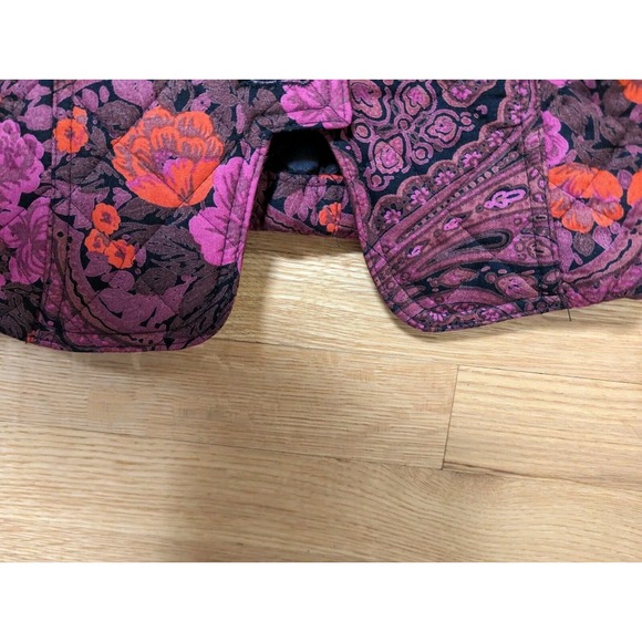 Vintage 1980s Carole Little Purple Poppy Floral Quilted Equestrian Art Jacket 10 - Picture 6 of 8
